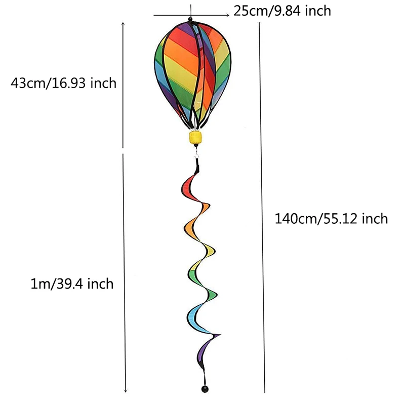 

Rainbow Stripe Windsock Hot Air Balloon Wind Spinner Outdoor Garden Yard Decor 87HB