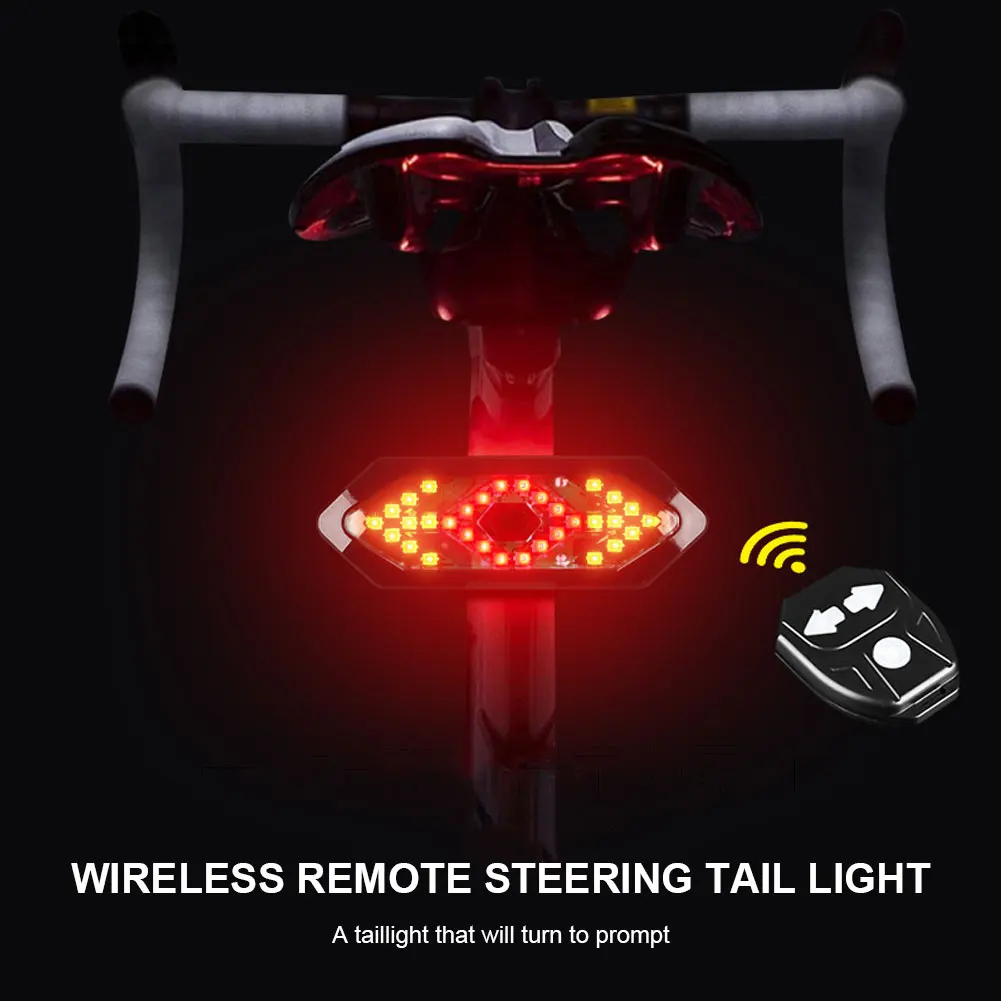 

Smart Turning Signal Cycling Taillight Intelligent USB Bicycle Rechargeable Rear Light Remote Control LED Warning Lamp with Horn