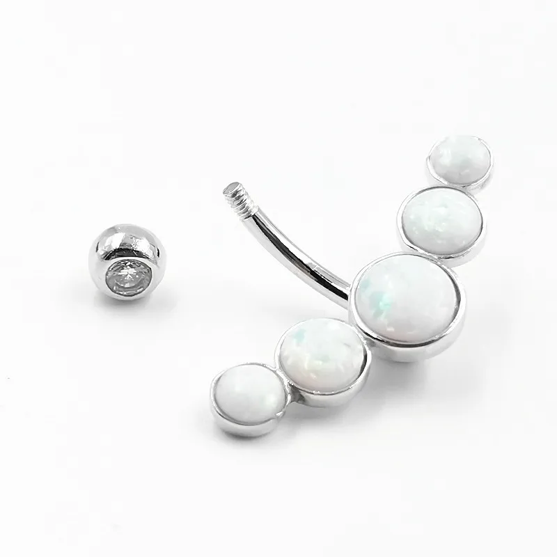 Кольцо для пупка из серебра 925 пробы с опалом | Украшения и аксессуары