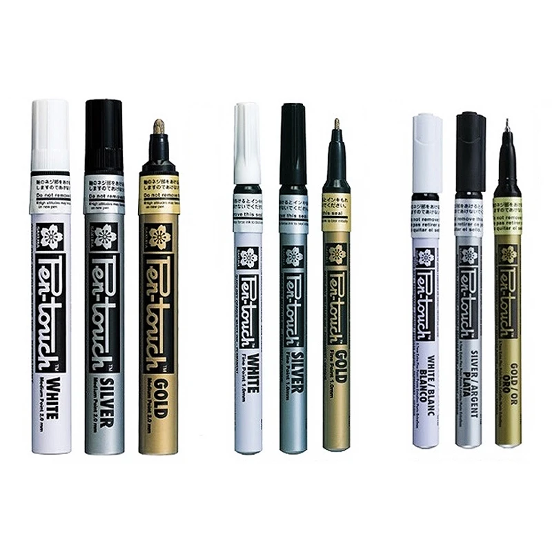 

0.7/1.0/2.0mm Sakura Calligraphy Pen Touch Paint Marker Pens Gold Silver White