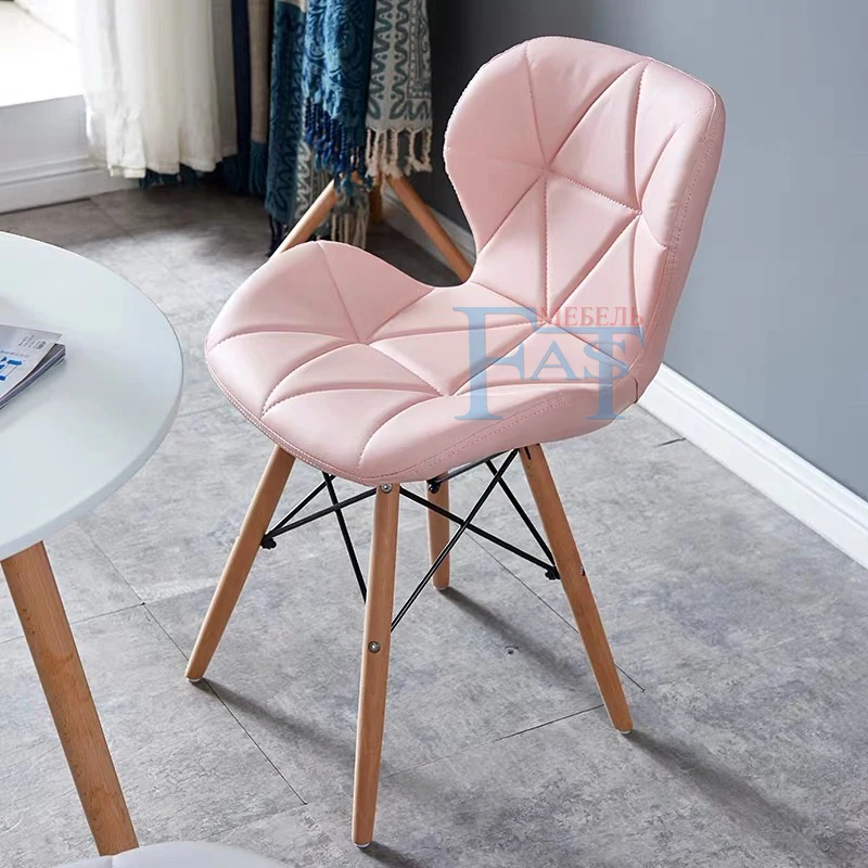 2 шт. домашний стул для столовой на буковых ножках с художественным дизайном PU