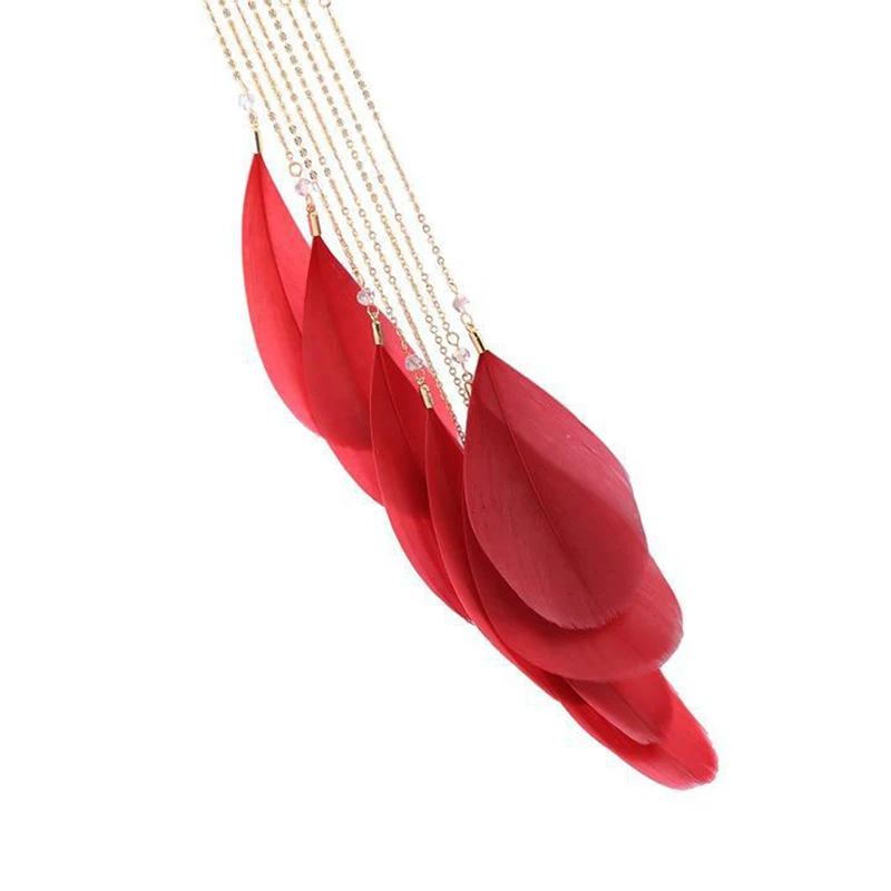 

Feather Dangle Earrings Women Jewelry Feather Tassel Hook Ear Stud Earrings FOU99