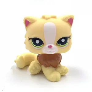 LPS CAT Littlest pet shop игрушки, оригинальное животное, персидская желтая кошка, милая кошка с зелеными глазами, прекрасные игрушки с поплавком для детей