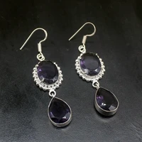 gemstonefactory big promotion 925 silver glorious purple amethyst sunny women ladies gifts dangle drop earrings 20211984