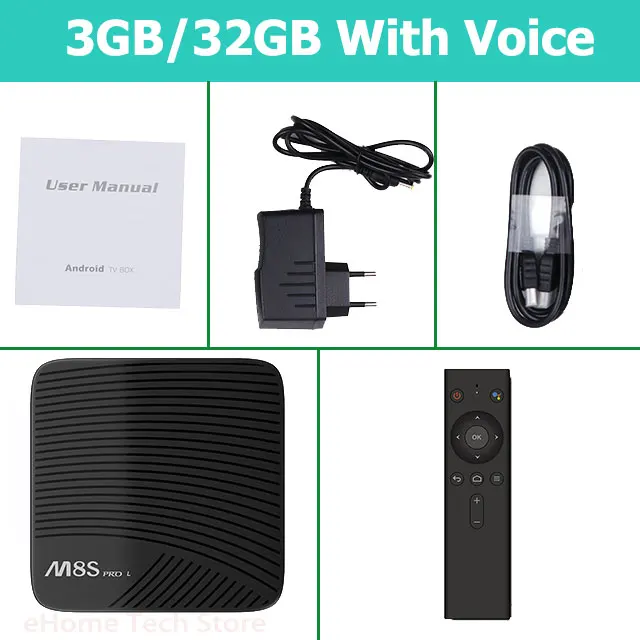3G32GB With Voice MECOOL M8S PRO L Android 7,1 Amlogic S912 ТВ Ящик Голосовой Управление потоковое 3GB 16GB/32GB Media Player 4K HD Wi-Fi Android тв коробка префикс - Цвет: 3G32GB With Voice