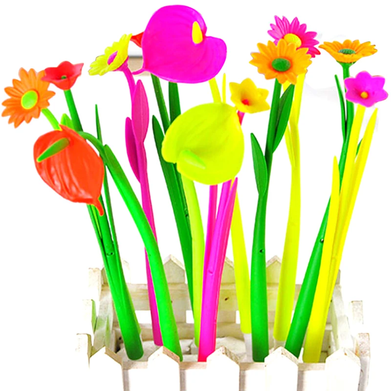 

6pcs New Style Popular Stationery Gift Lovely Flowers Grass Gel Pen Sign Pen