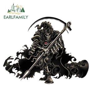 EARLFAMILY 13 см x 10,1 см, череп мрачного Жнеца для шлема, наклейки, забавные автомобильные наклейки, Стайлинг автомобиля, мотоциклетная Автомобильная наклейка, Настенный декор