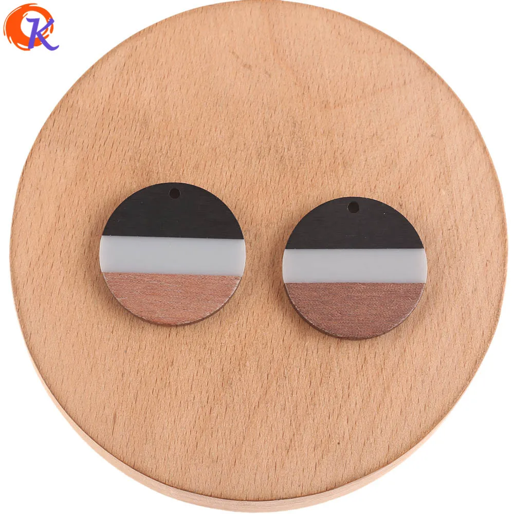 

Cordial Design 30Pcs 28*28MM Jewelry Accessories/DIY Earrings Making/Natural Wood & Resin/Round Shape/Hand Made/Earring Findings