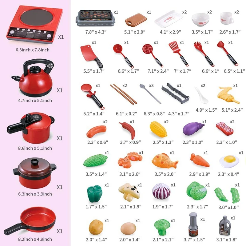 

Kids Pretend Play Toys Kitchen Cooking Set with Cookware Pots and Pans Set, Cutting Food,Kitchen Induction Cooker Toys