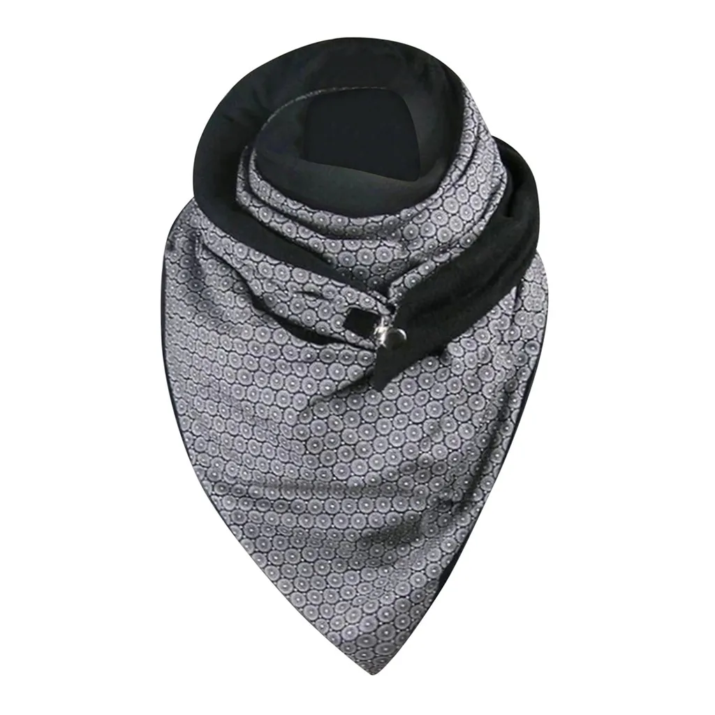 

Fashion Women Soild Dot Printing Button Soft Wrap Casual Warm Scarves Shawls Warm button turban scarf Bufanda turbante con