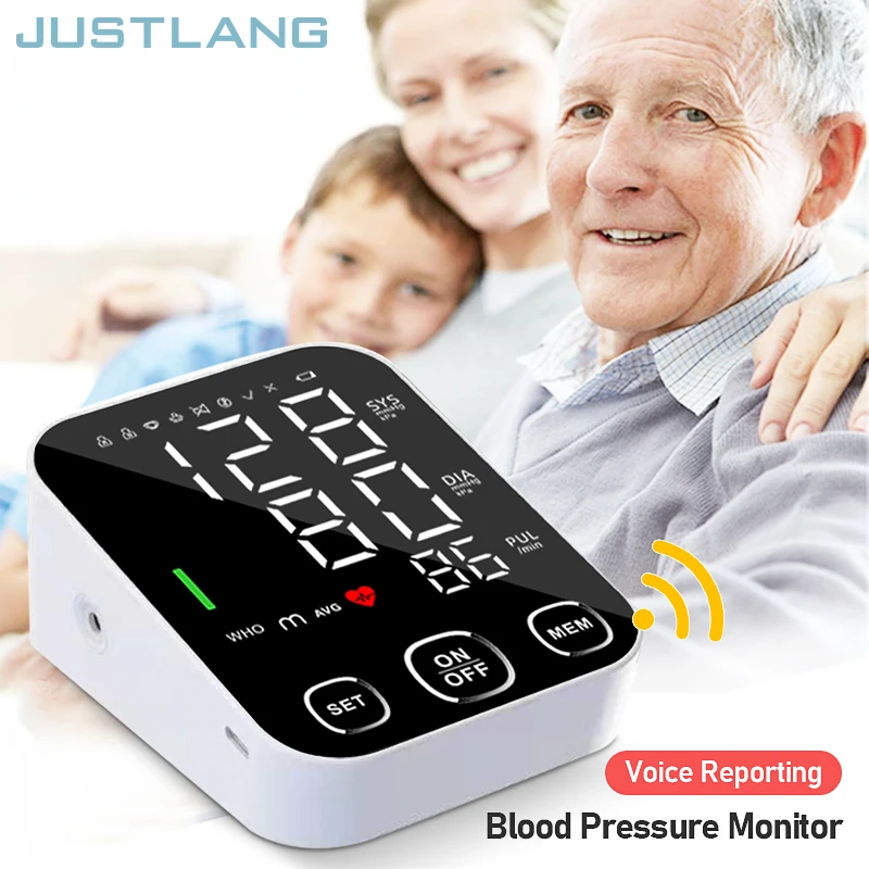 

JUSTLANG Voice Medical BP Tonometer Blood Pressure Monitor Upper Arm Digital Irregular Pulse Heart Rate Tensiometer