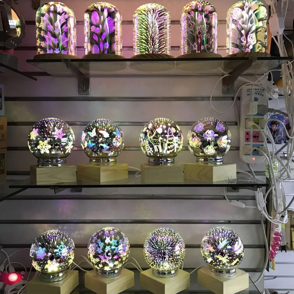 

3D Colorful Crystal Ball Crystal Night Light USB Plug-in LED Table Lamp Transparent Glass Couple Home Kids Gift