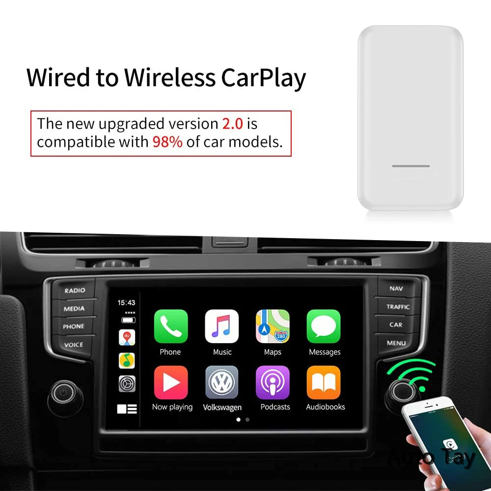 

Carlinkit U2W Plus CarPlay Wireless Activator Adapter Convert The Car OEM Wired CarPlay To Wireless CarPlay Supports For IPhone