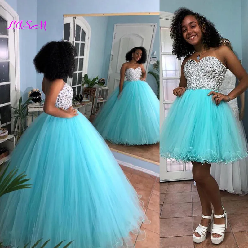 Мятно-зеленое роскошное платье для Quinceanera бальное женская Съемная юбка милое