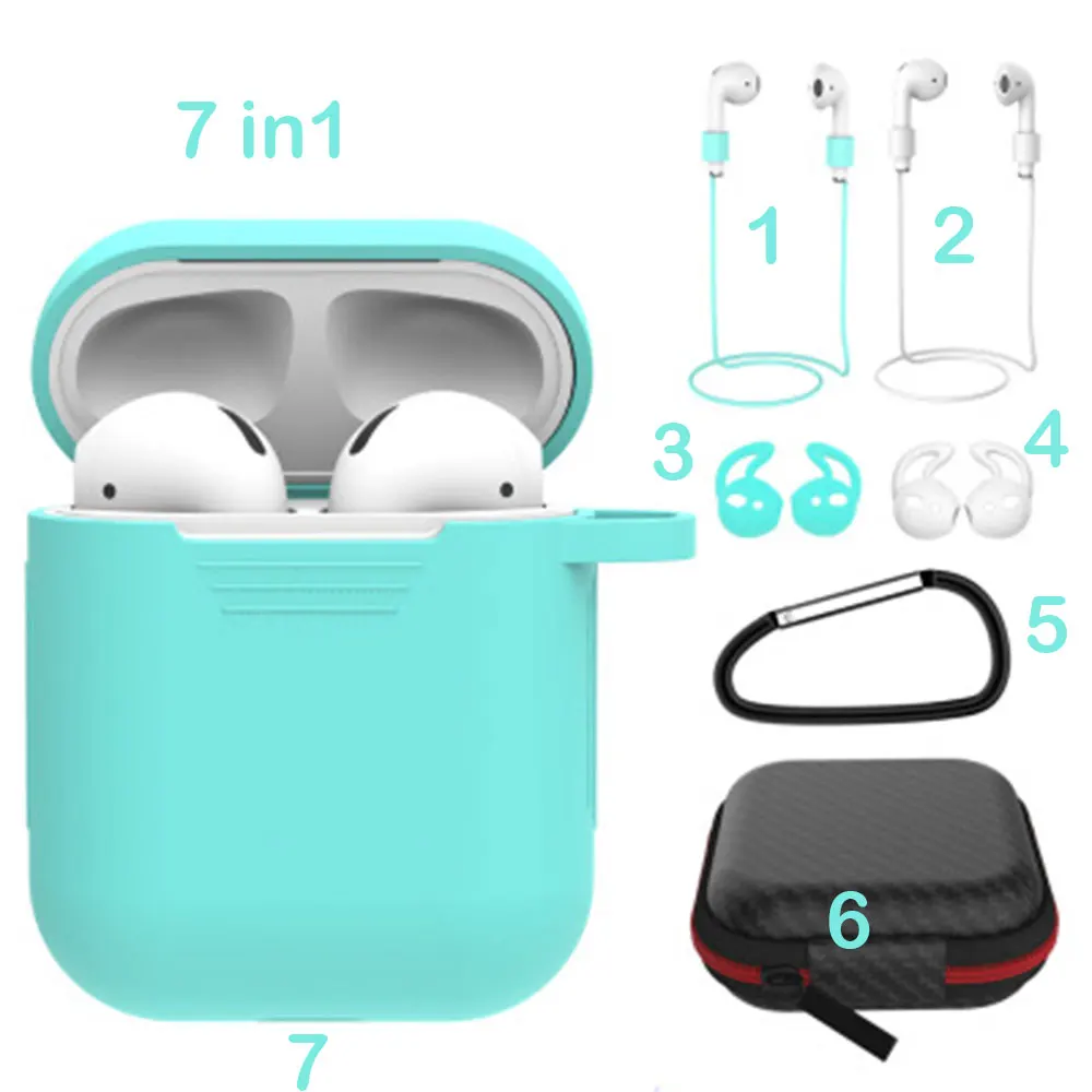Мягкий силиконовый чехол 7 в 1 для Airpods 2/1 оболочка беспроводных наушников Bluetooth Air