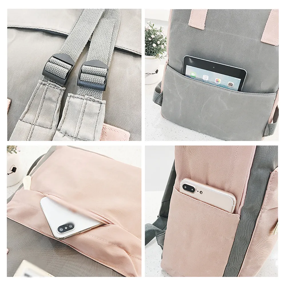 

2021 Fashion Women Casual School Bag Casual Canvas Shoulder Bag For Girl Students Outdoor Travel Large Capacity Tote Backpack