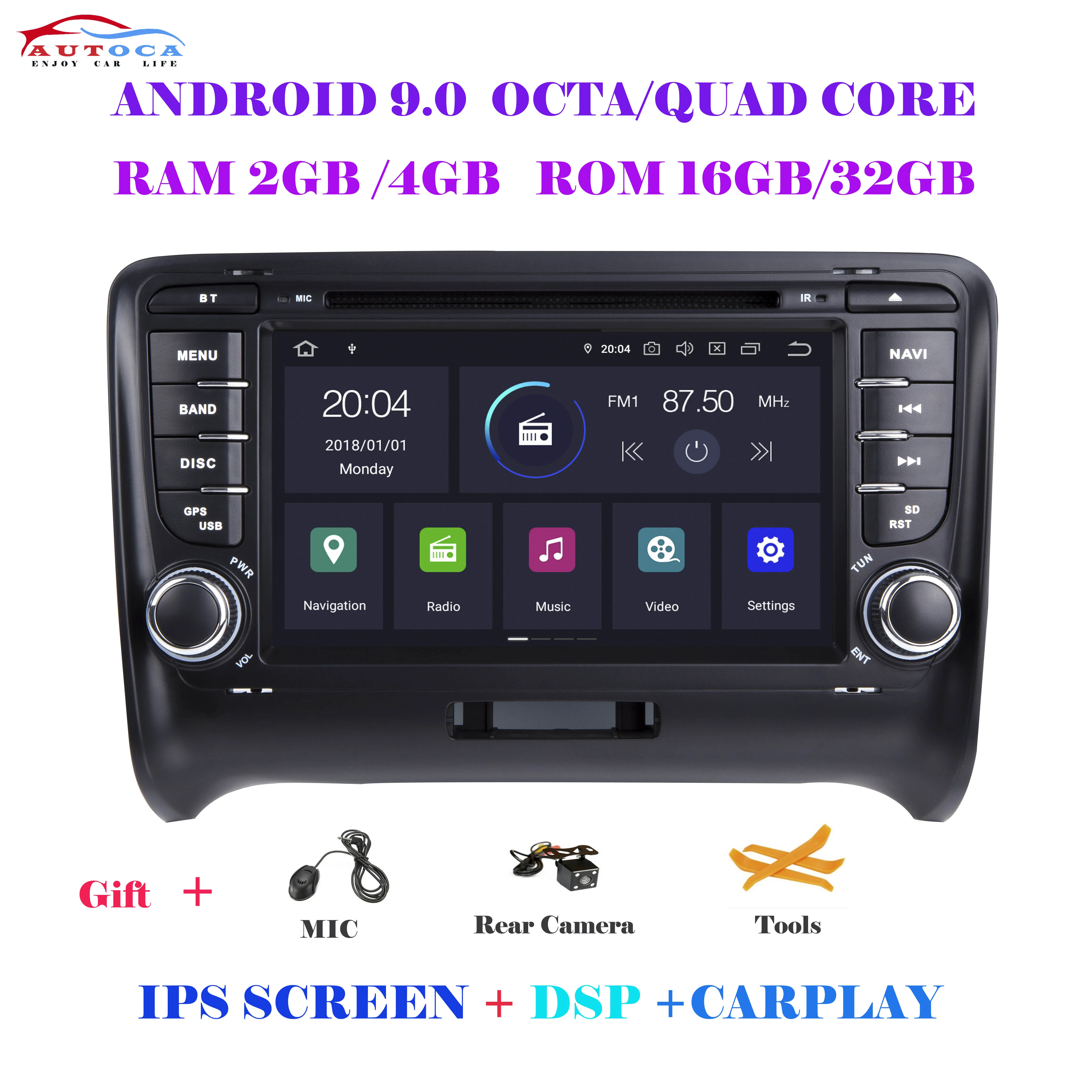 

Автомобильный мультимедийный плеер 2 Din, Android 10,0, для AUDI TT MK2 8J 2006-2014, GPS-навигационная система, радио, DVD с carplay CP