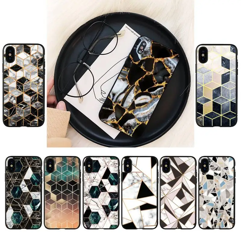 

Marble Geometric Pattern Phone Case For iPhone 8 7 6 6S Plus 5 5S SE 2020 11 11pro max XR X XS MAX DIY Custom Back Cover