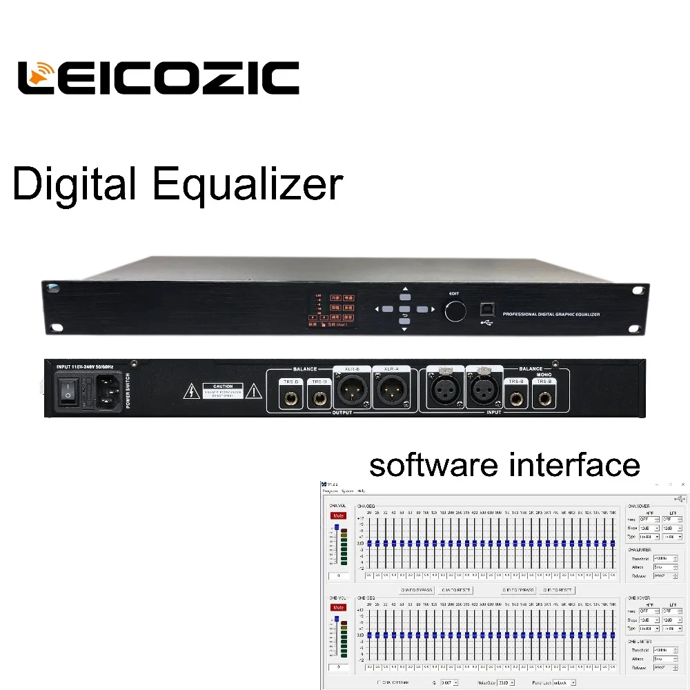 Leicozic DEQ-2310S цифровой эквалайзер Двойной 31 полосы эквалайзер ПК программное обеспечение эквалайзер Аудио prfofessional аудио эквалайзеры