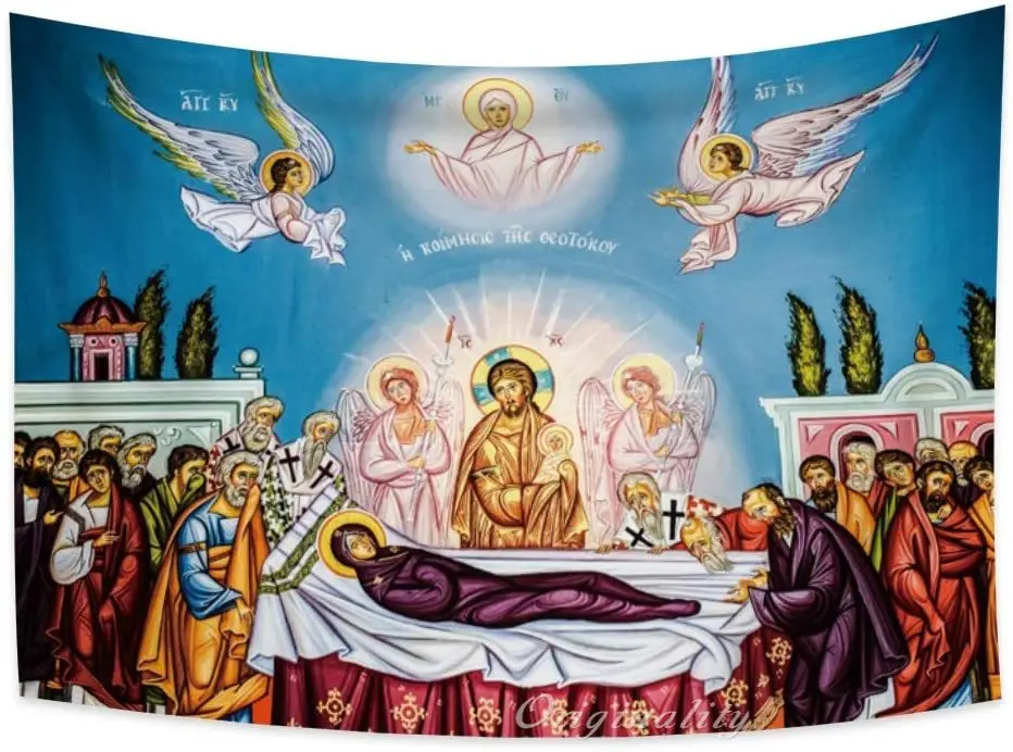 

Angel And Lord Tapestry Jesus Paradise Heaven Inspirational Royal Chateau Christian Believers Wall Hanging Room Decor