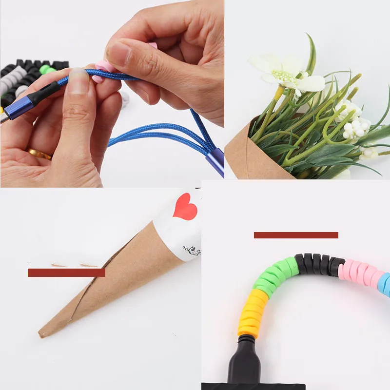 4pcs cable protector silicone bobbin winder wire cord organizer cover for apple iphone usb charger cable cord phone accessories free global shipping