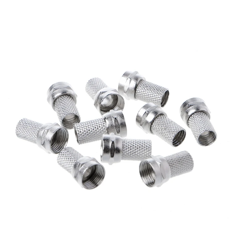 

10 Pcs 75-5 F Connector Screw On Type For RG6 Satellite TV Antenna Coax Cable Twist-on