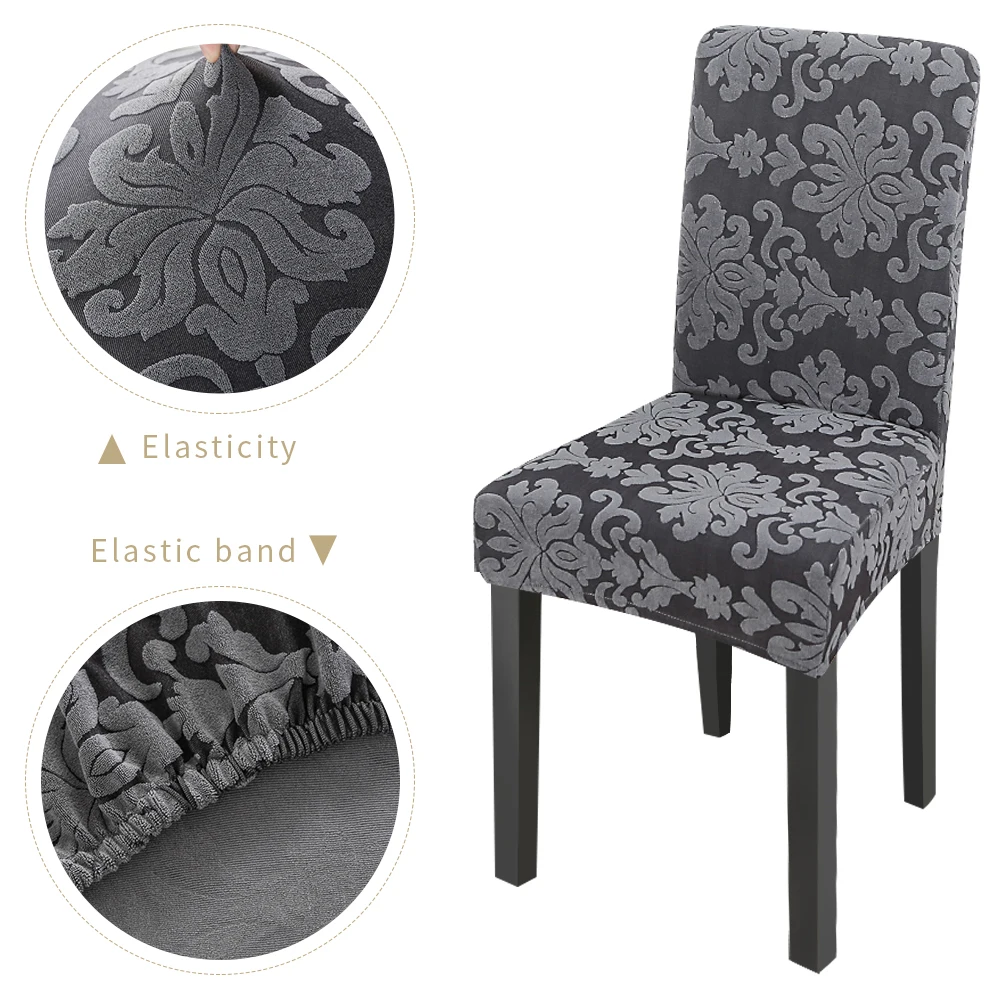 

Elastic Chair Cover Printed Removable Jacquard Slipcover Anti-dirty Dining Seat Cover Protector For Home Restaurant Hotel Office