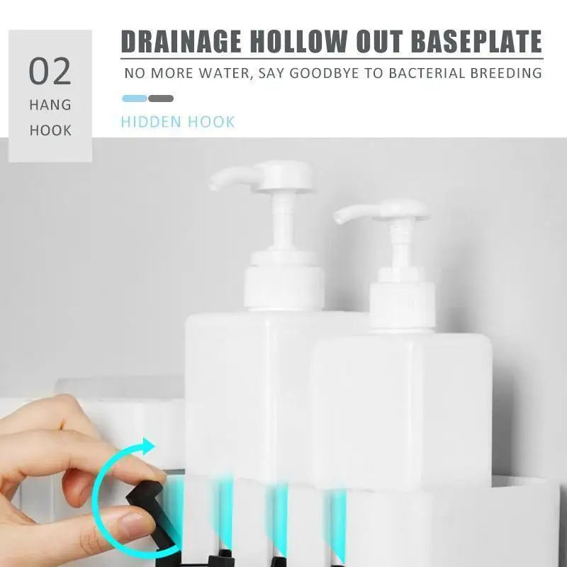 Вращающаяся угловая полка для душа с крючком настенная хранения в ванной комнате