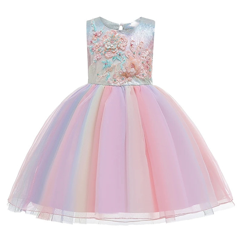 

Kids Unicorn Dress for Girls Embroidery Flower Ball Gown Baby Princess Dress for Girl Elegant Birthday Party Dress