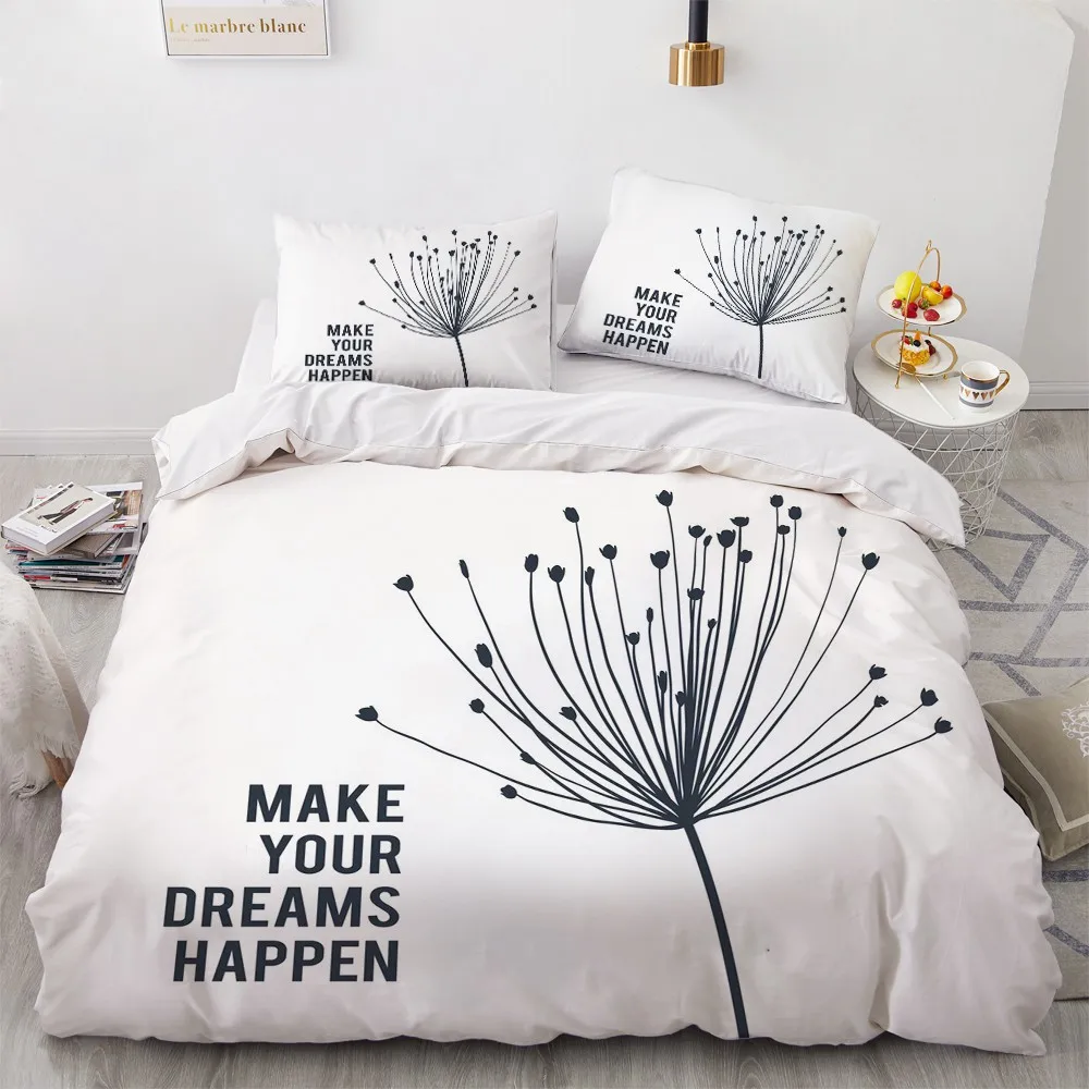 

3D Modern Bedclothes Custom Design White Duvet Cover Sets Minimalist Bed Linen Pillow Case King Queen Single Twin Size 180*200cm