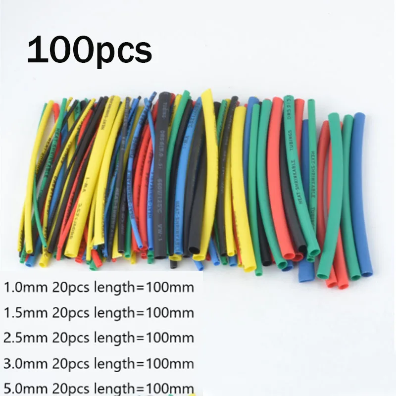 100 шт. термоусадочные трубки для кабелей из пвх 2:1 обертывания проводов прямая