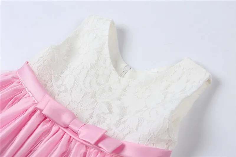 Vestidos/Одежда для маленьких девочек платье для малышей кружевное платье без рукавов с бантом для девочек на день рождения, костюм для малышей от 3 до 24 месяцев