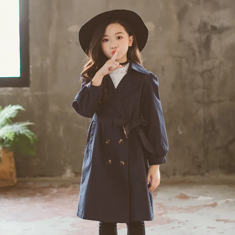 

Girls Trench Coat Mid - Length 2020 Medium and Large Children Spring New Korean Style Kids ' Overcoat Top