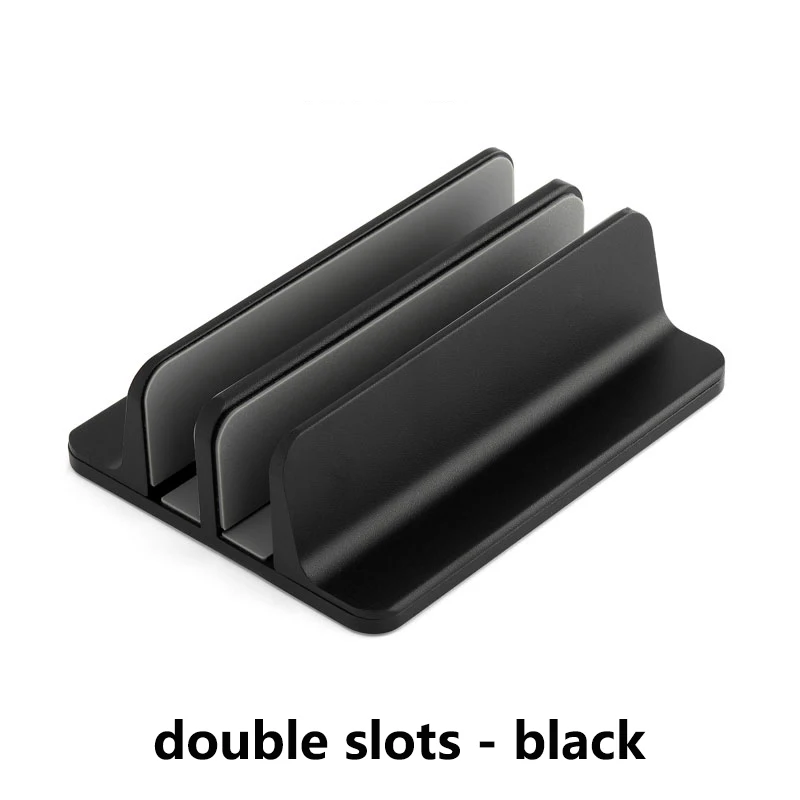Black Double Slot Металлический алюминиевый сплав вертикальная подставка-держатель для Mackbook Air Pro Настольный регулируемый ноутбук планшет док-держатель аксессуар - Цвет: Black Double Slot