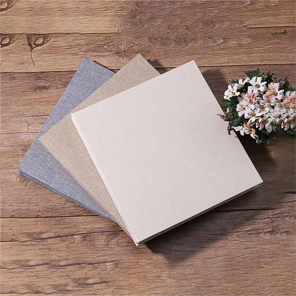 

16 дюймов льняной самоклеющийся альбом для скрапбукинга DIY Фотоальбом ретро семья большой емкости ручная работа книга памяти серый коричнев...