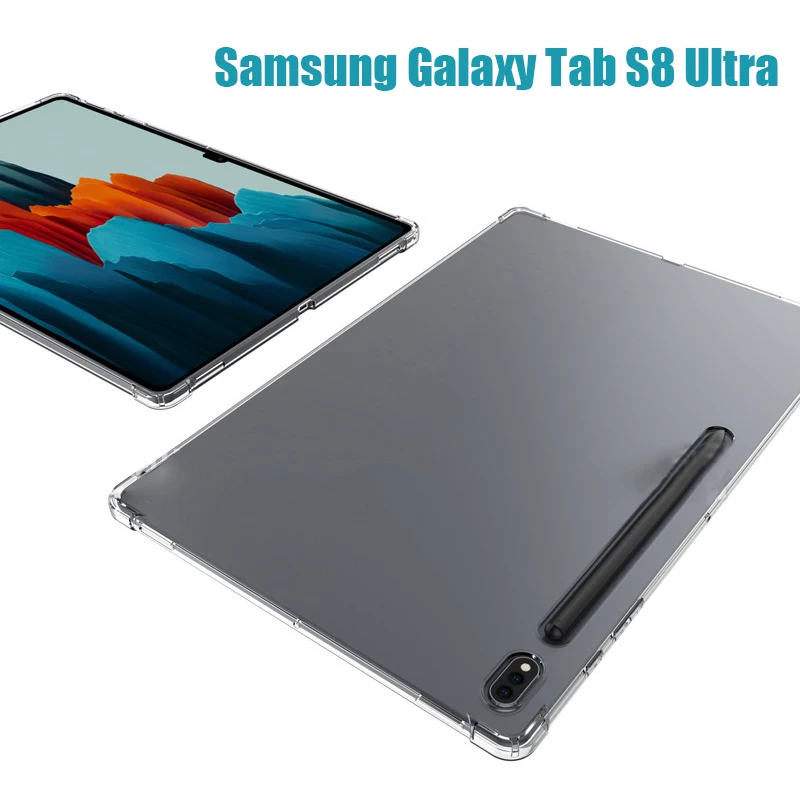 

Чехол из ТПУ для Samsung Tab S8 Ultra Plus, чехлы для планшета, защитные противоударные мягкие подушки безопасности из ТПУ, чехол для Galaxy Tab S8 Ultra SM-X906N
