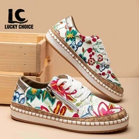 women sneakers floral printed lace up female flat shoes fashion round toe lady vulcanized lucky choice shoes women casual shoes