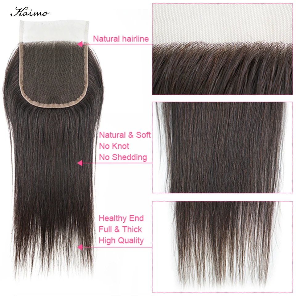 

4x4 Lace Closure Brazilian Straight Hair Closure Natural Black Color Transparent Lace HD Lace Silk Base in Stock 100% Human Hair