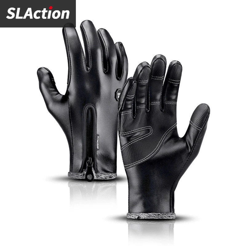 

Winter Gloves Outdoor Sports Cycling Men Women Leather Windproof Waterproof Non-Slip Plus Velvet Skiing Touch Screen Warm Gloves