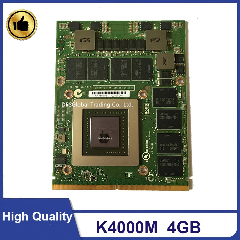 Видеокарта Quadro K4000M K4000 GDDR5 4GB N14E Q3 A2 для Dell M6600 M6700 M6800 HP 8740W 8760W 8770W Ноутбук полностью