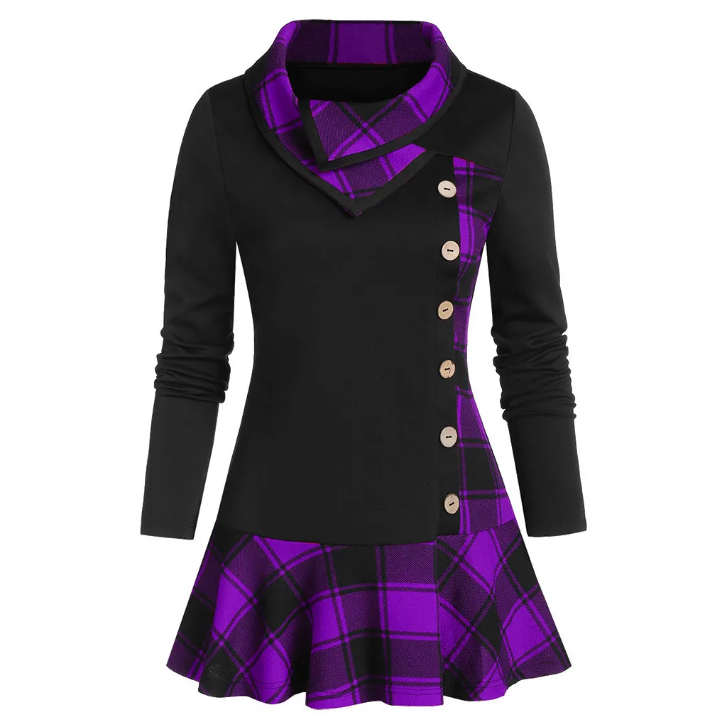 Женская одежда размера плюс 5XL модная блузка с воротником хомутом на пуговицах и