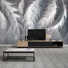 Фотообои на заказ с белыми перьями, современные 3D Креативные обои для гостиной, дивана, спальни, ТВ-фона, домашнего декора