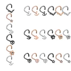 Кольцо-гвоздик для носа ZS, 36 шт.компл., с кристаллами, для женщин, мужчин, CZ, кошка, Череп, перегородка, пирсинг, хирургический крючок, пирсинг для носа, ювелирные изделия