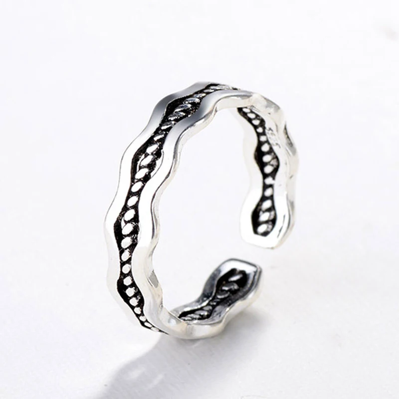 

Vintage 925 Sterling Silver Punk Rings for Women Wedding 2021 Trend Jewelry Large Adjustable Antique Rings for Gift Dropshipping