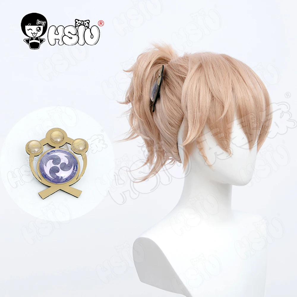 

Friend of Kaedehara Kazuha Cosplay Wig Genshin Impact Cosplay 「HSIU 」Fiber synthetic wig Light coffee ponytail short hair