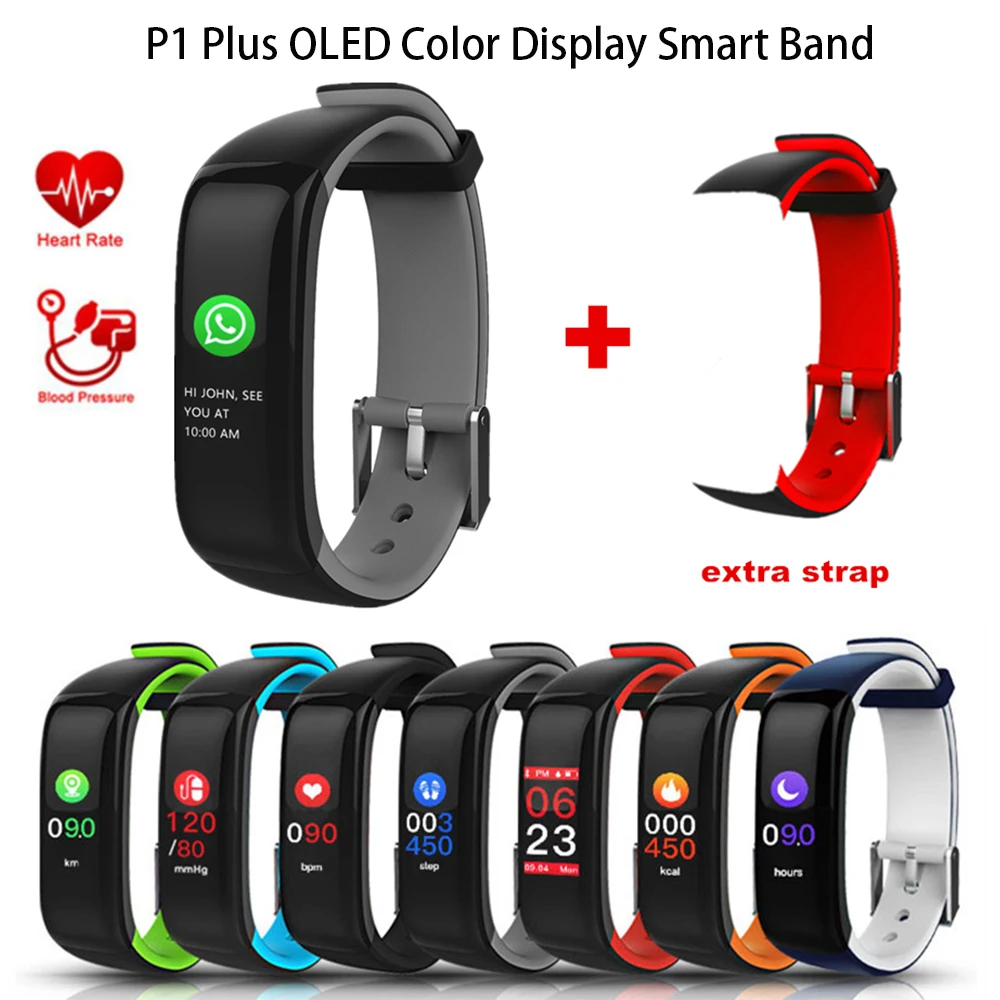 P1 Plus OLED Color Display Smart Band Bracelet IP67 Waterproof Heart Rate Blood Pressure Calorie Monitor Pedometer Sport Tracker |