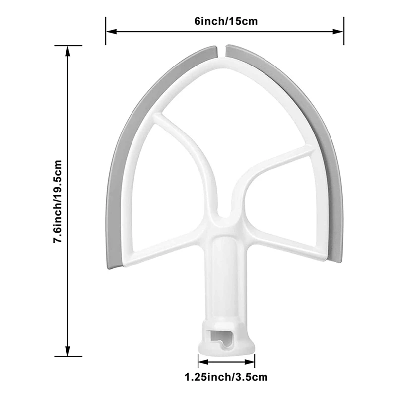 

5QT Flat Beater for KitchenAid Stand Mixer Bowl Scraper,Paddle Replacement Asseccories Attachments-K4SS 5K5SS 5&500 1Pcs