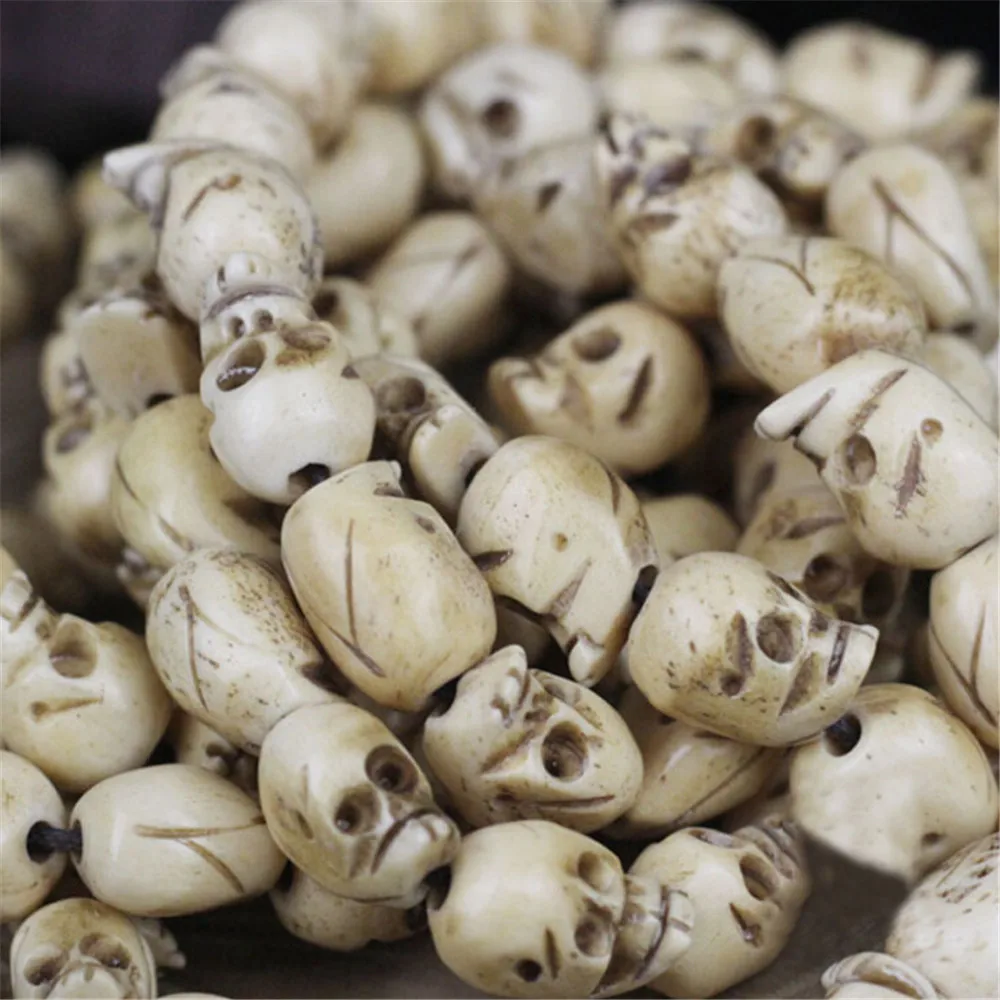 

WHOLESALE HAND CARVED NATURAL YAK BONE SKULL 108 BEADS MALA BRACELETS DIY BEADS JEWELRY ACCESSORIES TIBETAN STYLE MEN BRACELETS