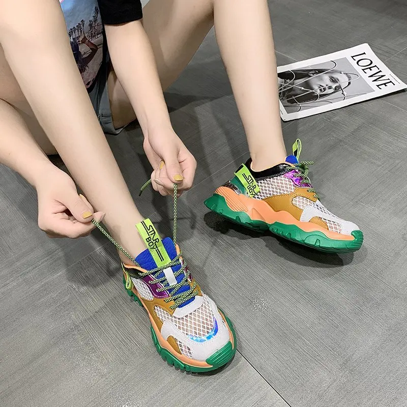 

Summer 2020 new color matching mesh breathable women's shoes old shoes women all-match student casual sports shoes X181