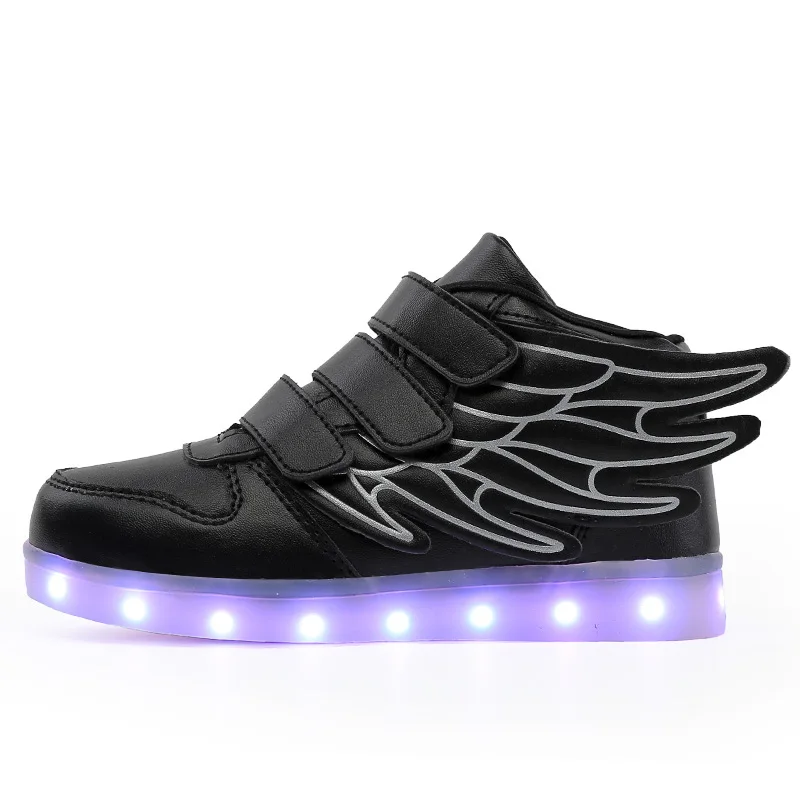 2018 Black Red USB Charging Led Children Shoes With Light Up Kids Casual Boys&ampGirls Luminous Sneakers Glowing Shoe Hook&ampLoop | Детская